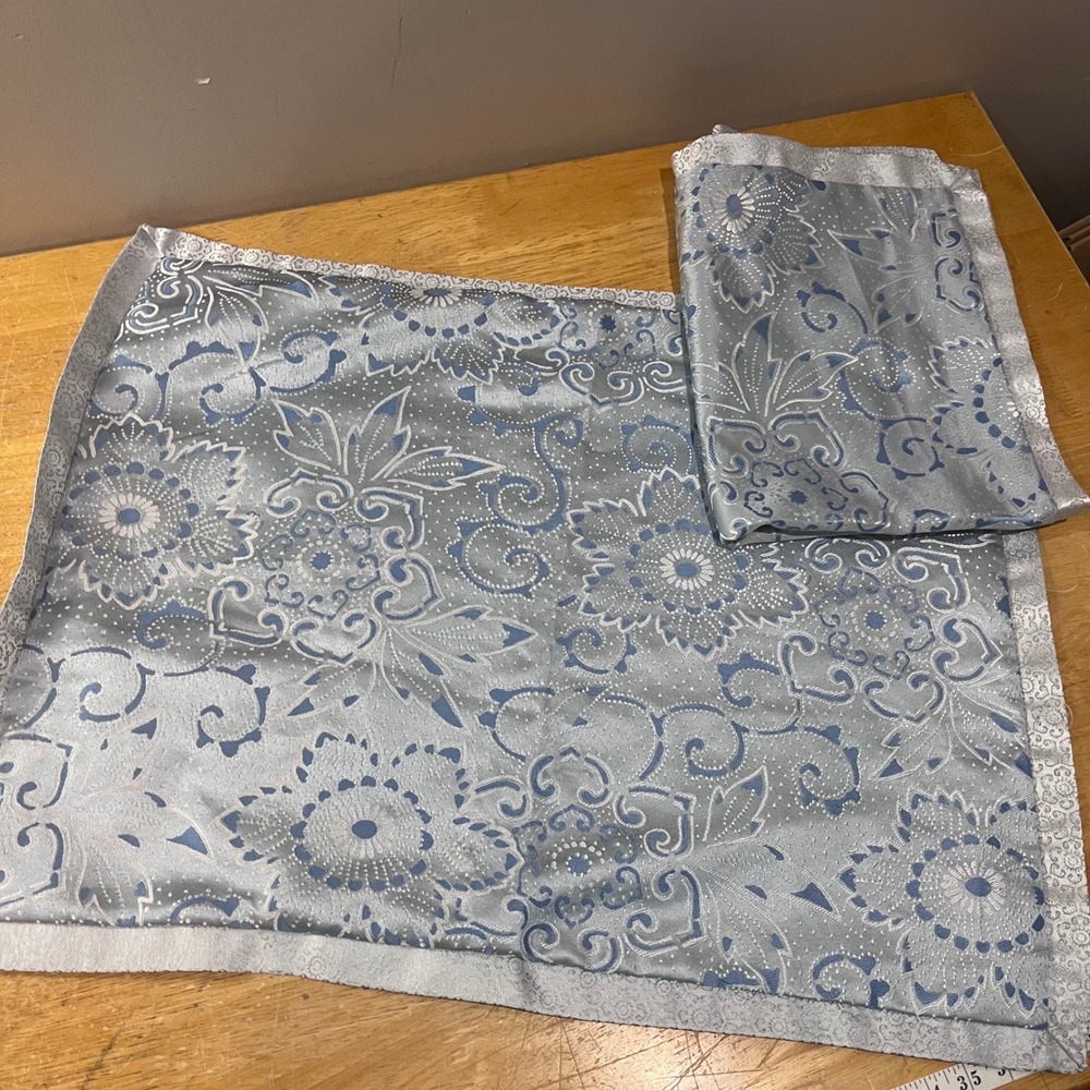 Martha Stewart Collection Light Blue Silver Damask Floral Pillow Shams Set of 2
